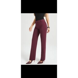 Betabrand Classic DPYP™ Dress Pant Yoga Pant | Straight (Burgundy) size Large